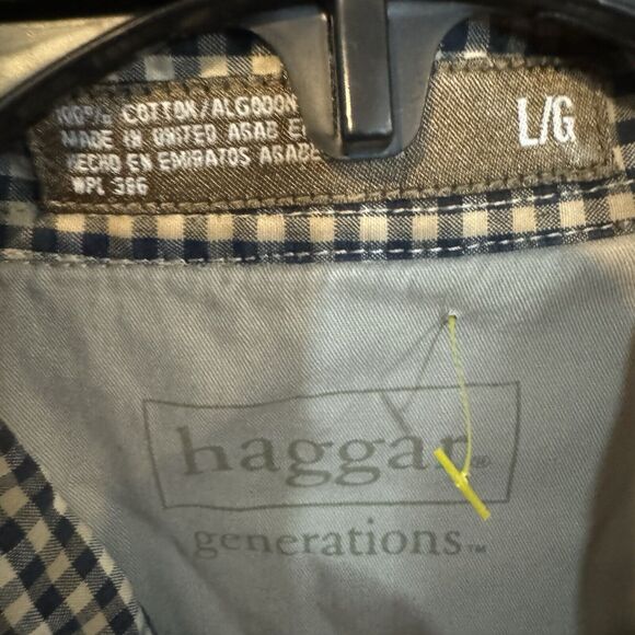 Haggar Generations Large Mens Long Sleeve Checked Plaid Button Down Shirt - Picture 3 of 7